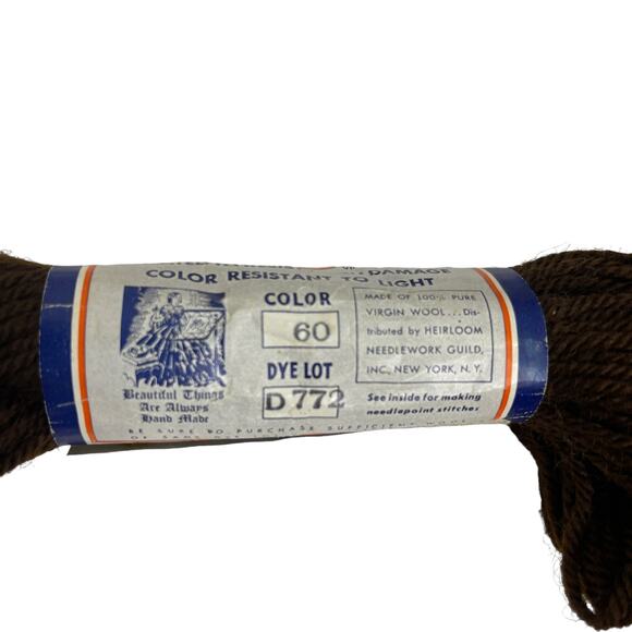 Hiawatha Real Needlepoint Yarn 100% Virgin Wool Yarn Color 60 Brown 9 Skeins - Picture 5 of 6